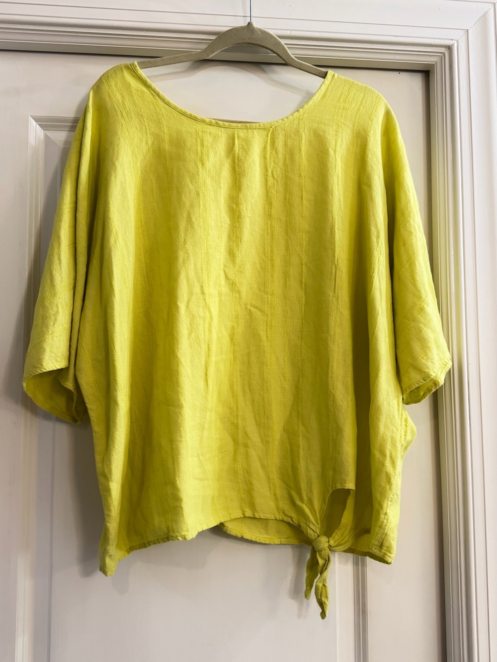 Linen-Blend Tie-Hem Dolman Top – Lemon Yellow XL 16-18 EUC
